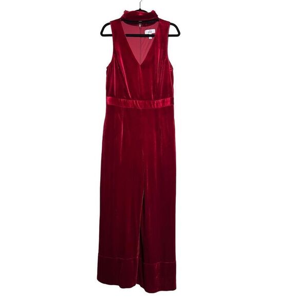 Badgley Mischka Belle Red Velvet Holiday  Romper Jumpsuit Size 12 - Picture 1 of 5